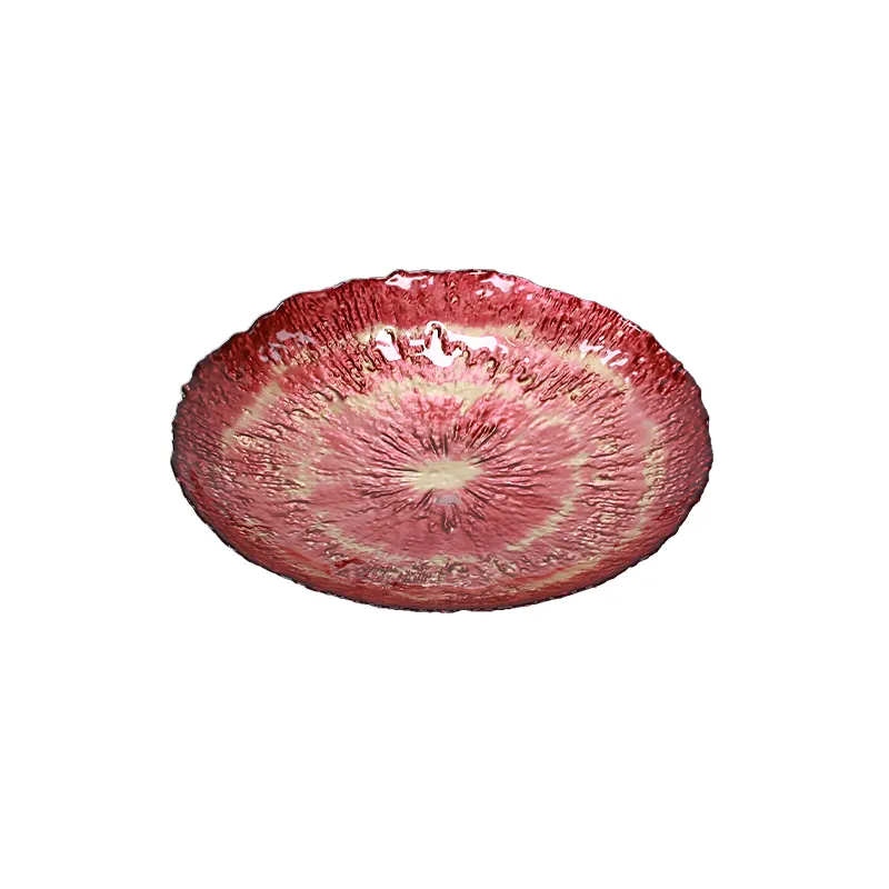 High-end Gold Red Glass Plate