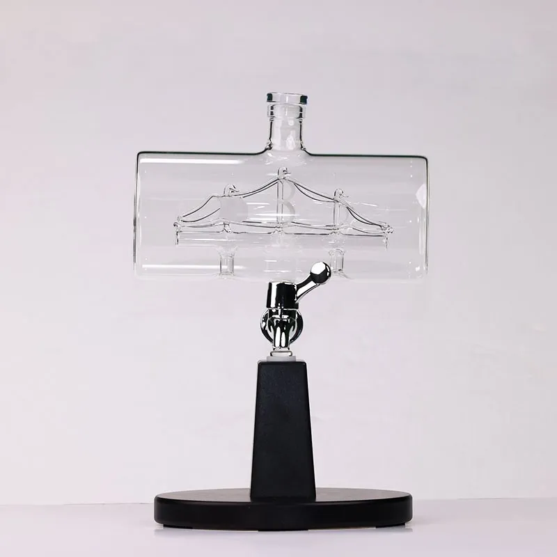 Decorative Unique Glass Decanter with Faucet