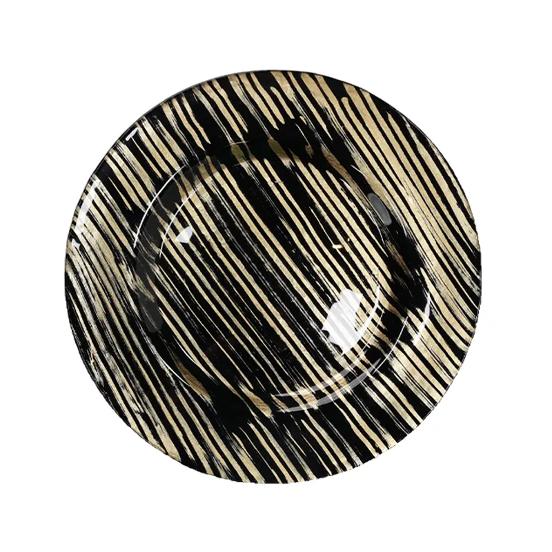  Hand-Painted Gold Black Plate