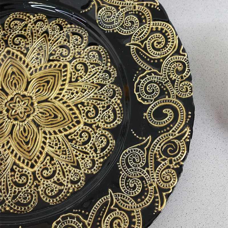 Round Embossed Glass Plate