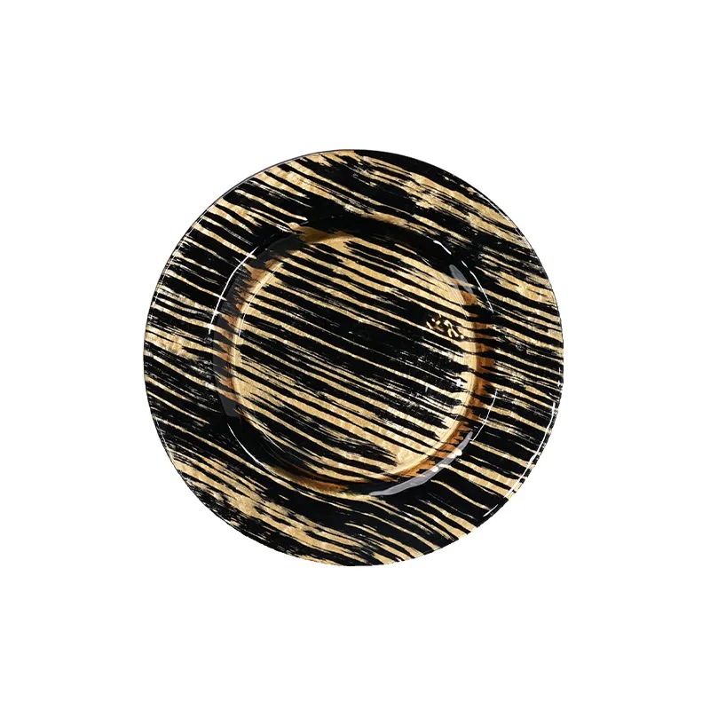  Hand-Painted Gold Black Plate