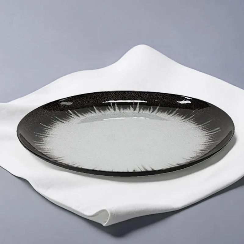 Black Rim Glass Clear Plate