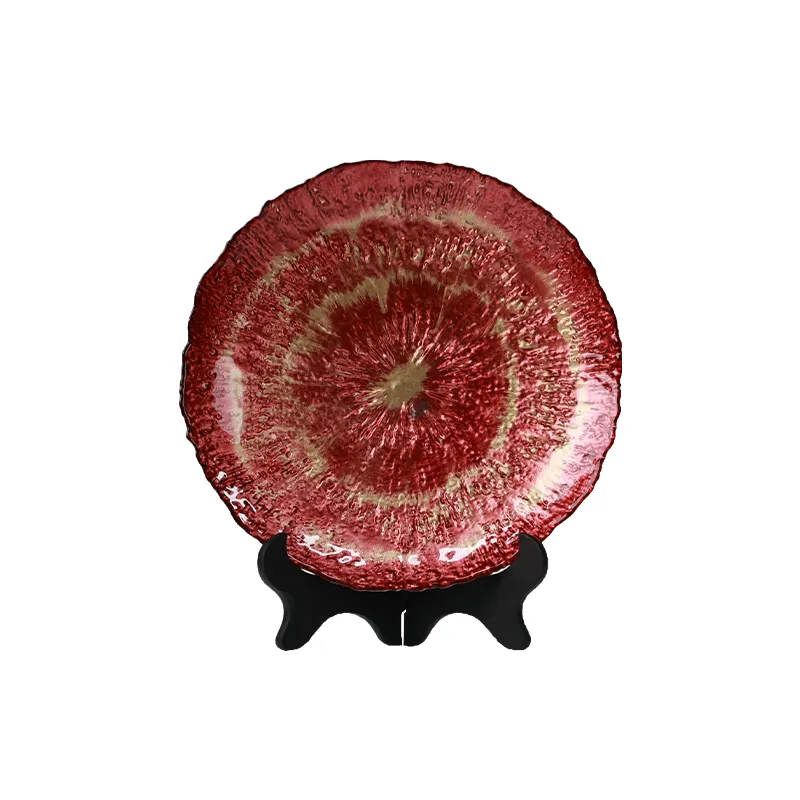 High-end Gold Red Glass Plate