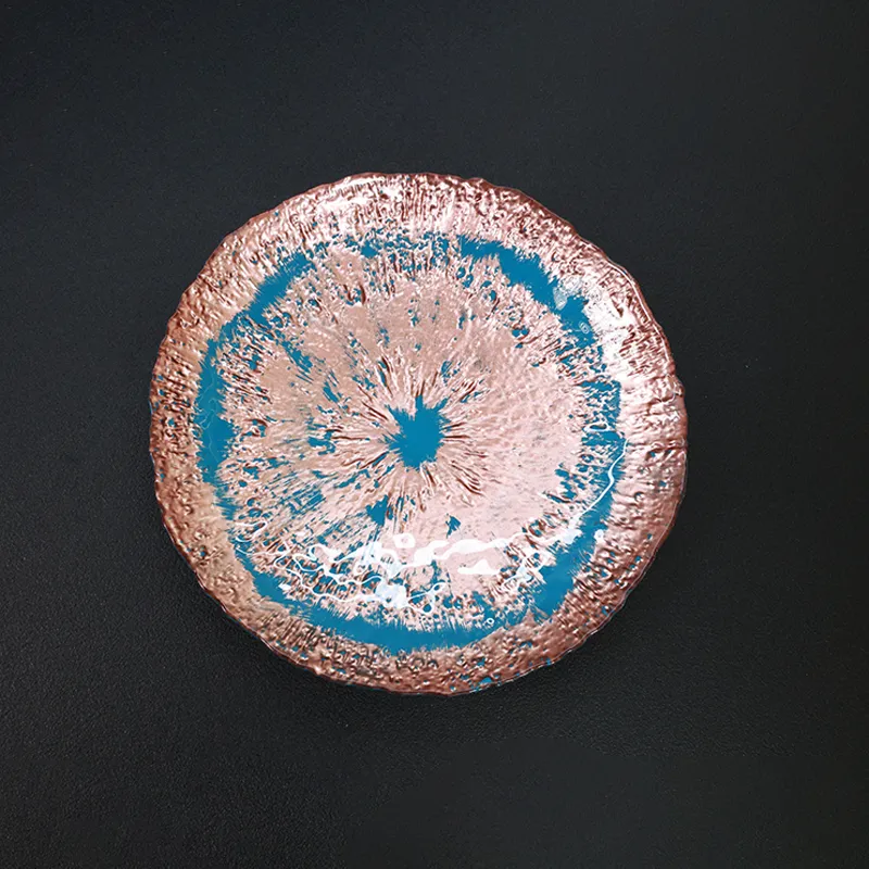 High-end Gold Blue Glass Plate