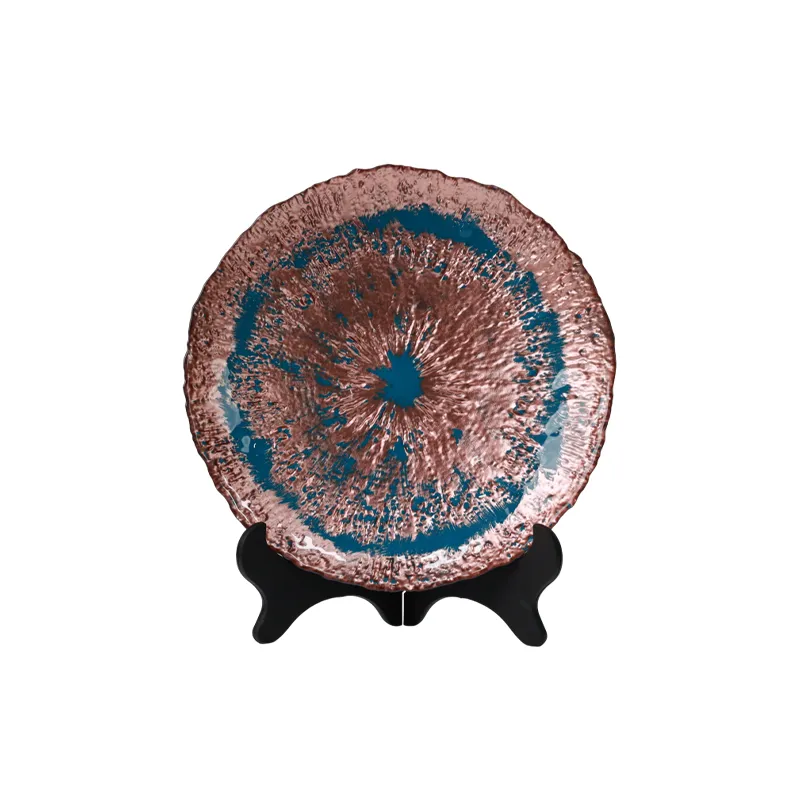 High-end Gold Blue Glass Plate