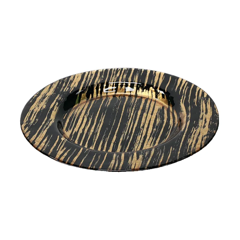  Hand-Painted Gold Black Plate