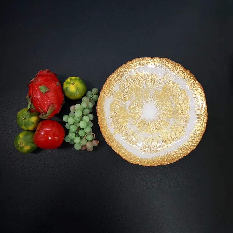 High-end Gold White Glass Plate