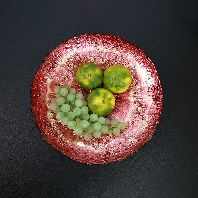 High-end Gold Red Glass Plate