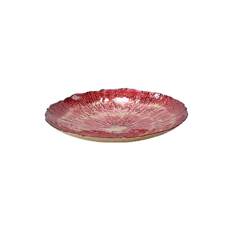 High-end Gold Red Glass Plate