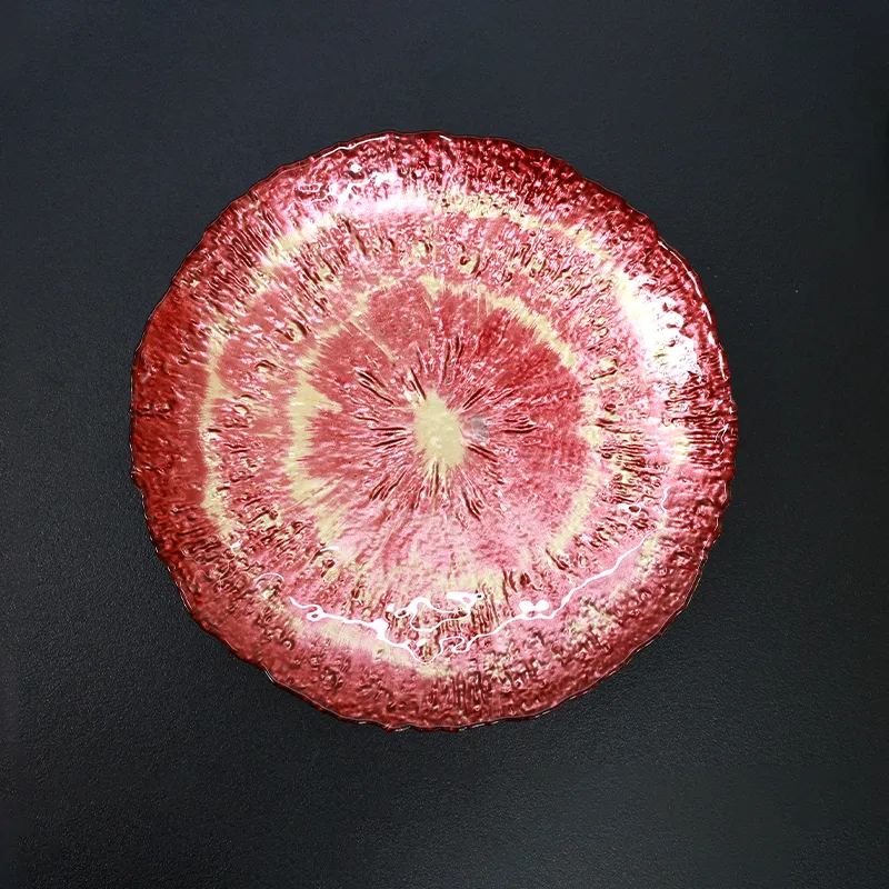 High-end Gold Red Glass Plate