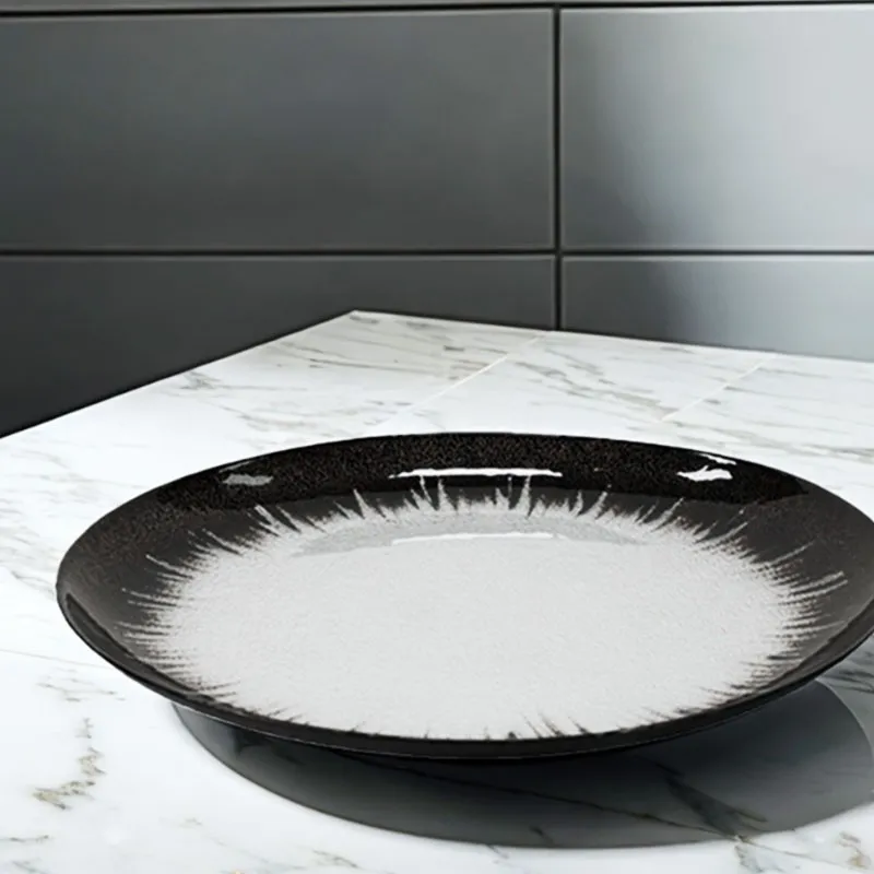 Black Rim Glass Clear Plate