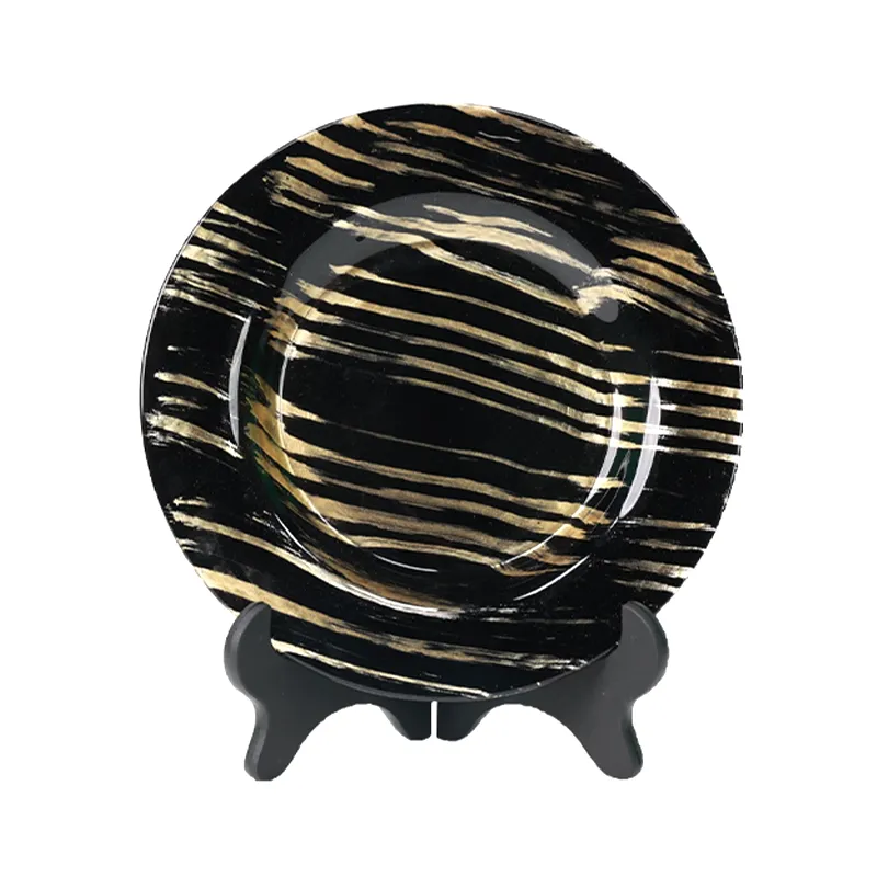  Hand-Painted Gold Black Plate