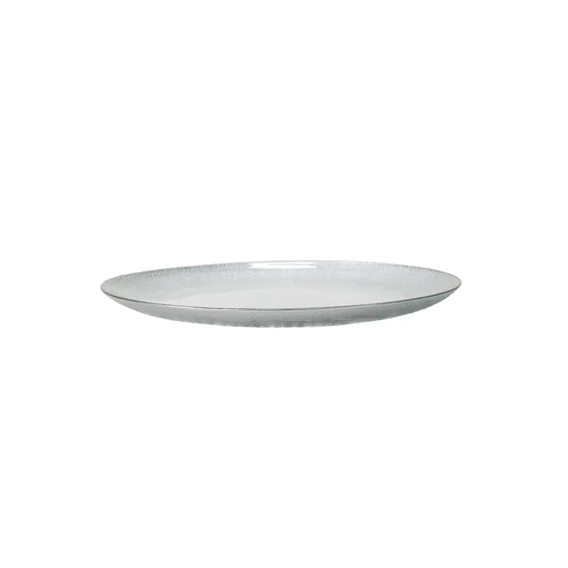 Silver Rim Glass Clear Plate