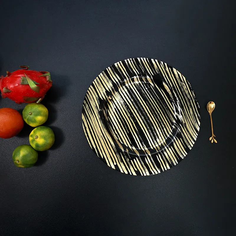  Hand-Painted Gold Black Plate