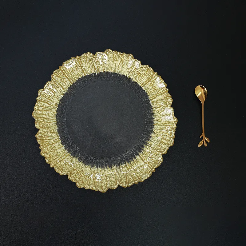  Hand-Painted Gold Black Plate