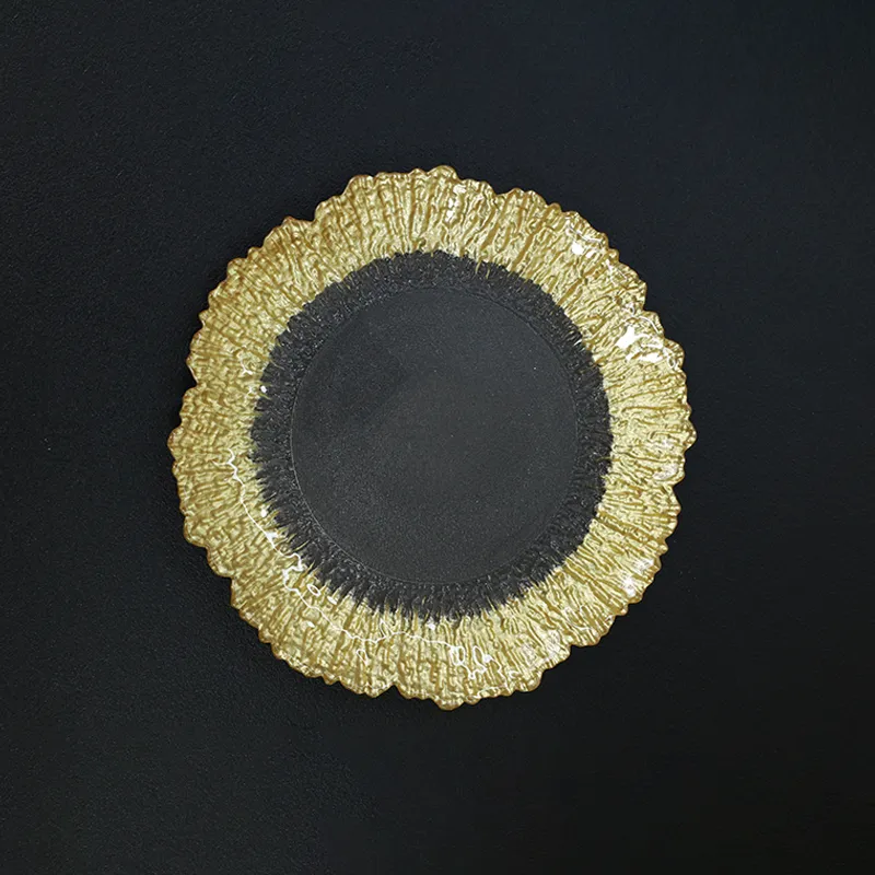  Hand-Painted Gold Black Plate